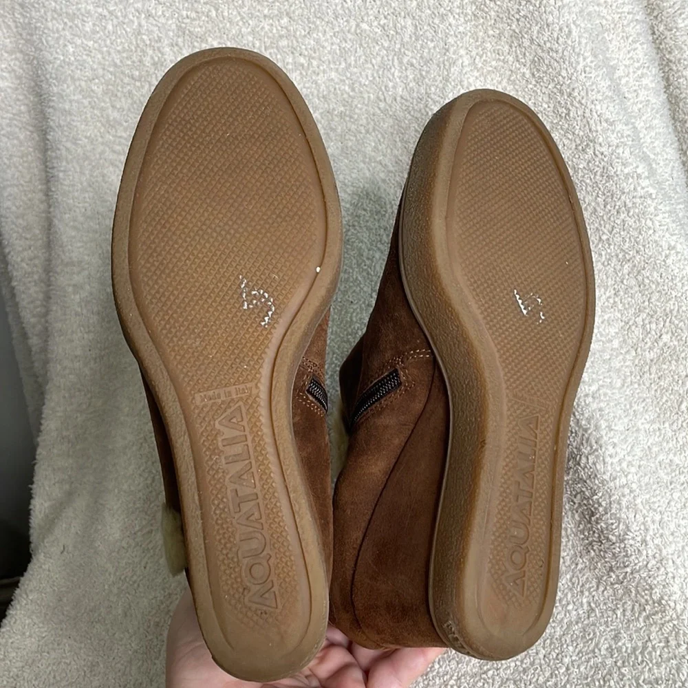 Aquatalia Suede‎ Wedge Shearling Ankle Boots Women’s Size 8